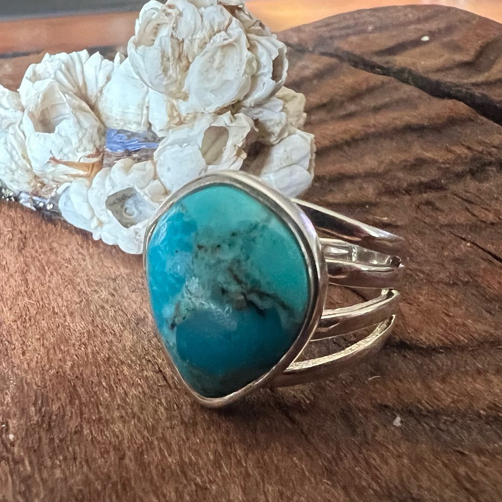 New Barse Thailand Turquoise Ring Real Size 6 Sterling Silver Modernist Travel